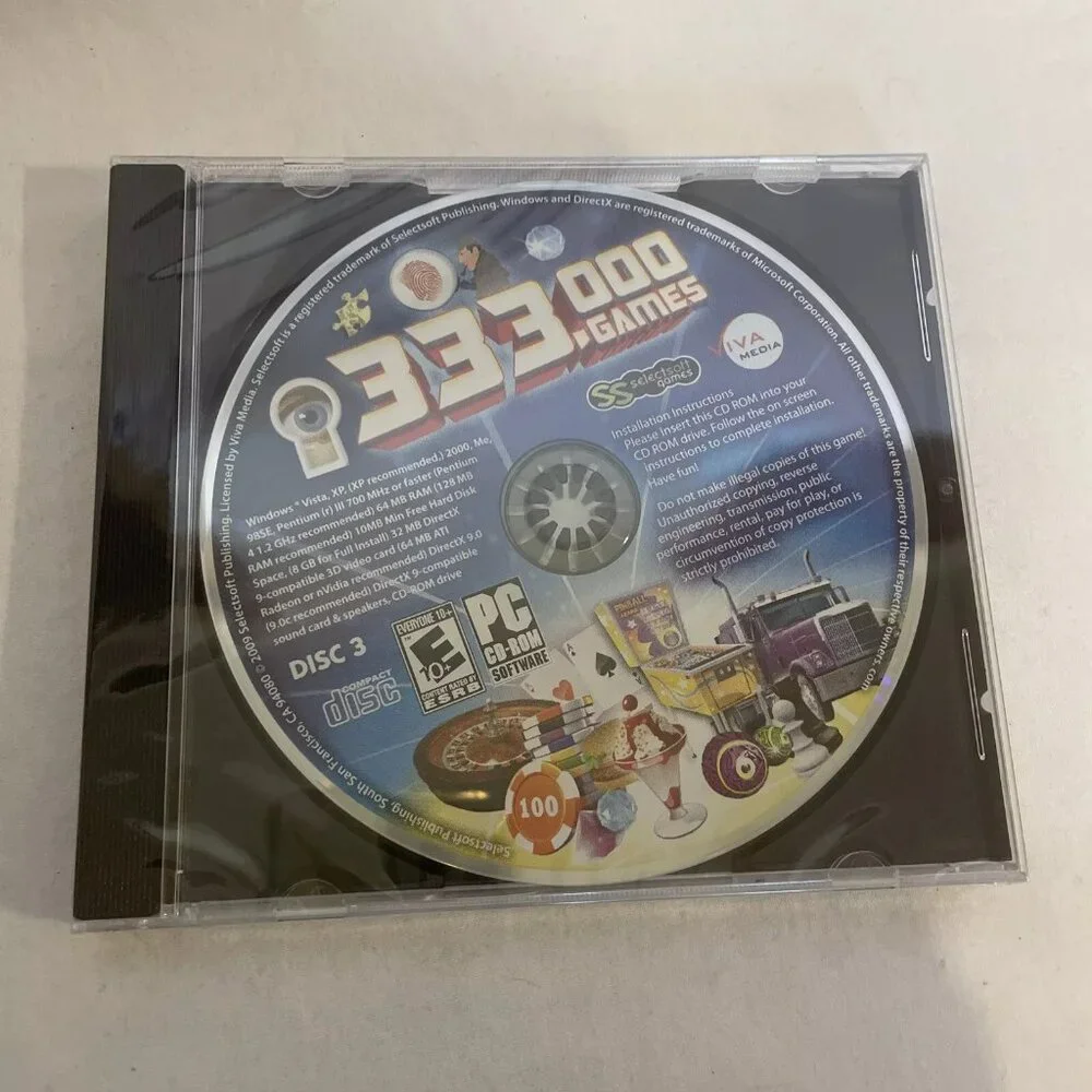 333,000 Games - PC - Video Game - New - 3 CDs For Computer Gaming 2000